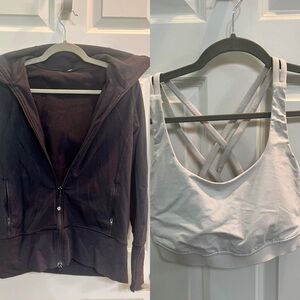 Lululemon Bundle zip up and sports bra size 10